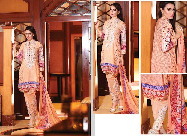 Nadia Hussain New Eid Light Orange color suits