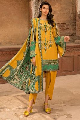 warda yellow color 3 PC suit winter unstitched collection
