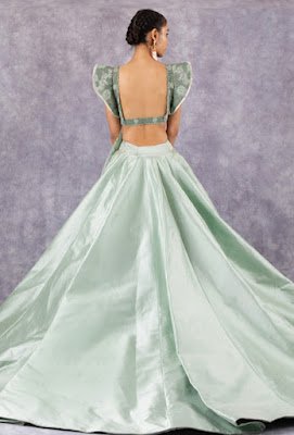 Manish Malhotra See Green Lehenga with trail Back Side