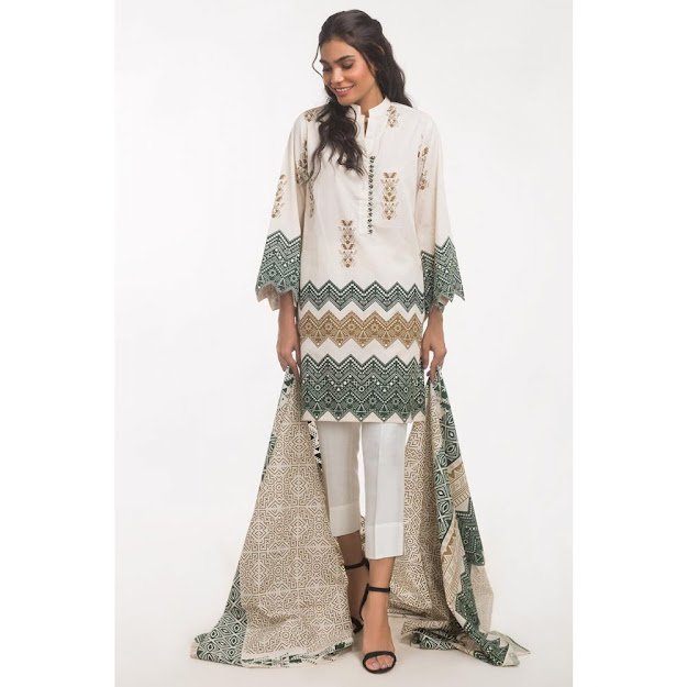 Gul Ahmed light beig color suits ready to wear solids collection