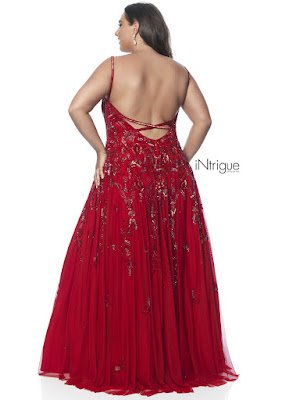 Scope Neckline A-line intrigue by plus blush size prom dress Red Color Back side