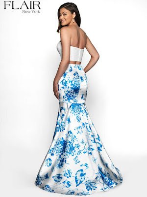 Sweetheart Flair Print Mikado Design Royal blue prom dress