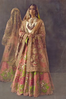 Ali Xeeshan Pink, White & Gold, Raw Silk Bridal Dresses