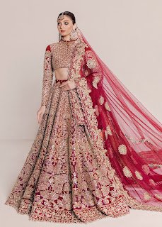 Ali Xheeshan Red Bridal Dresses Lehenga Choli