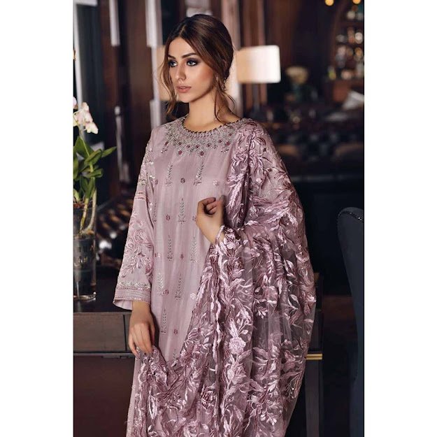 Gul Ahmed Mid summer collection purple color jacquard suit