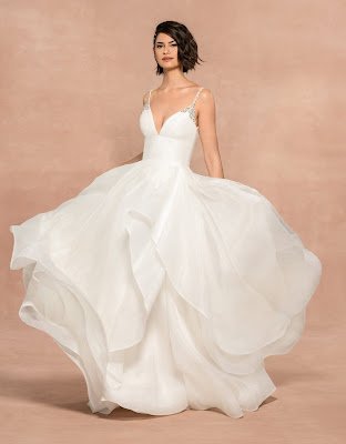 Blush by Hayley Paige Spaghetti Strap Organza Ball Gown Bridal Dress