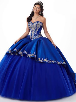 Sweetheart Mary's Quinceanera Royal/Gold Color Ball Gown Dress