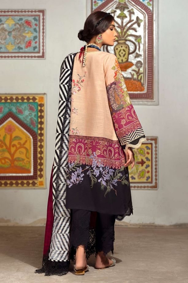 Sana Safinaz Winter red, & black color embroidered dress back-side
