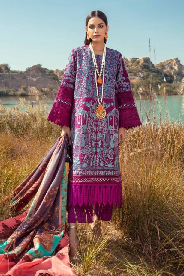 Sana Safinaz shawl winter dress purple color 2021